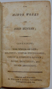 Bunyan, John. The Minor Works of John Bunyan 1804 Portsmouth NH imprint