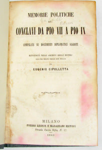 Cipolletta. Memorie politiche sui Conclavi da Pio VII a Pio IX (1863)