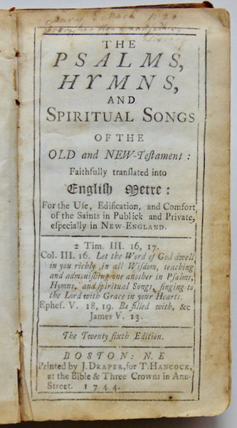 1744 Bay Psalm Book