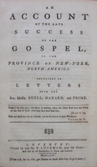 An Account of the late Success of the Gospel, in the Province of New-York, North-America