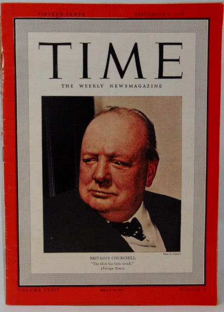 September 4, 1939 Time Magazine - Winston Churchill cover