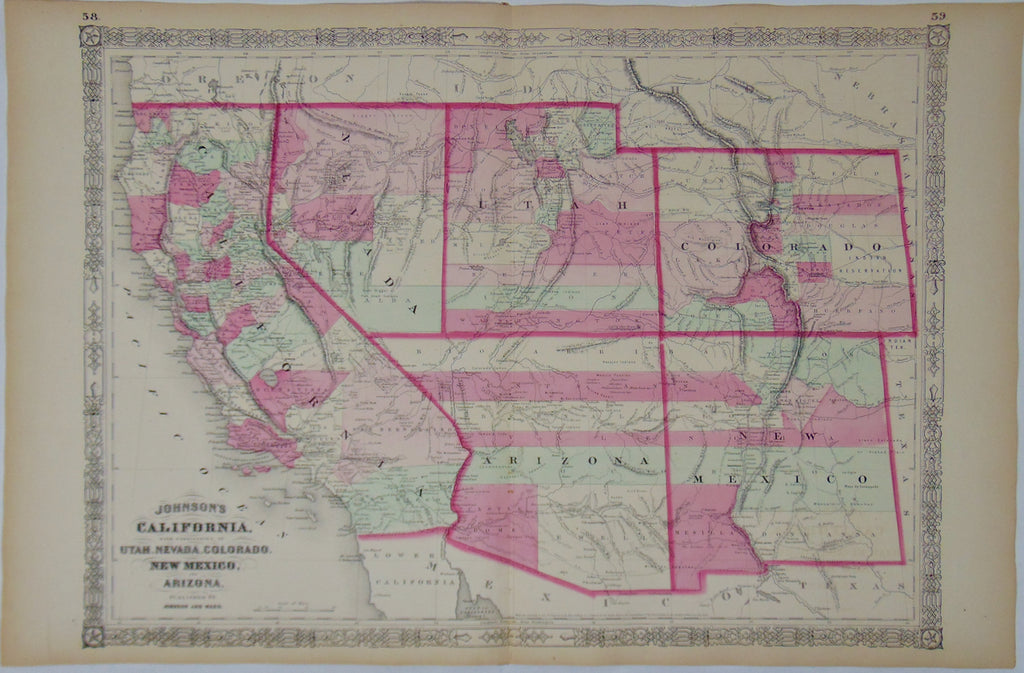[MAP] Johnson's California, with Territories of Utah, Nevada, Colorado, New Mexico, and Arizona