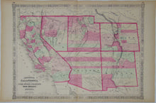 Load image into Gallery viewer, [MAP] Johnson&#39;s California, with Territories of Utah, Nevada, Colorado, New Mexico, and Arizona
