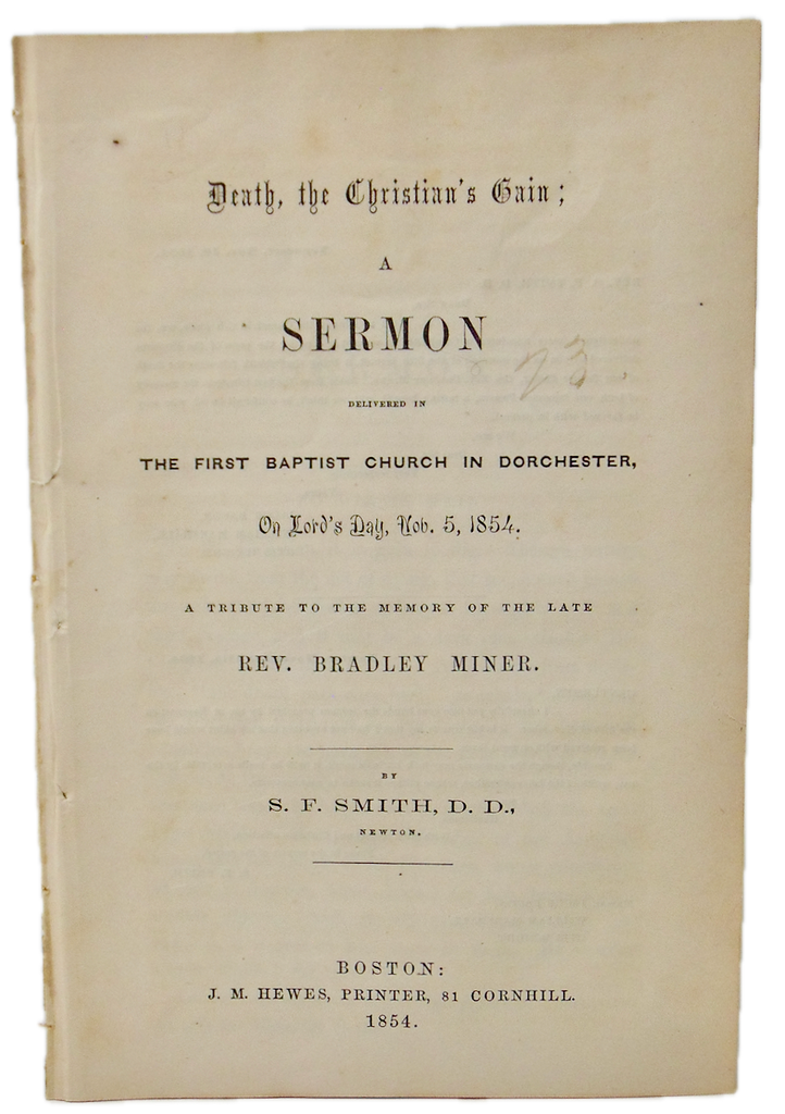 Death, the Christian's Gain: 1854 Baptist Funeral Sermon