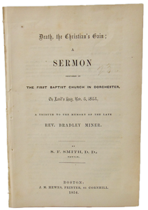 Death, the Christian's Gain: 1854 Baptist Funeral Sermon