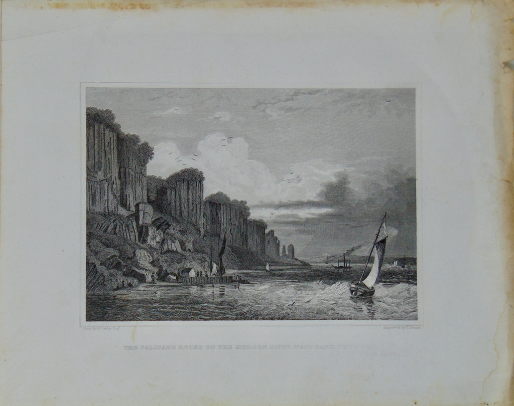[ENGRAVING] The Palisade Rocks on the Hudson River, West Bank, New York 1846