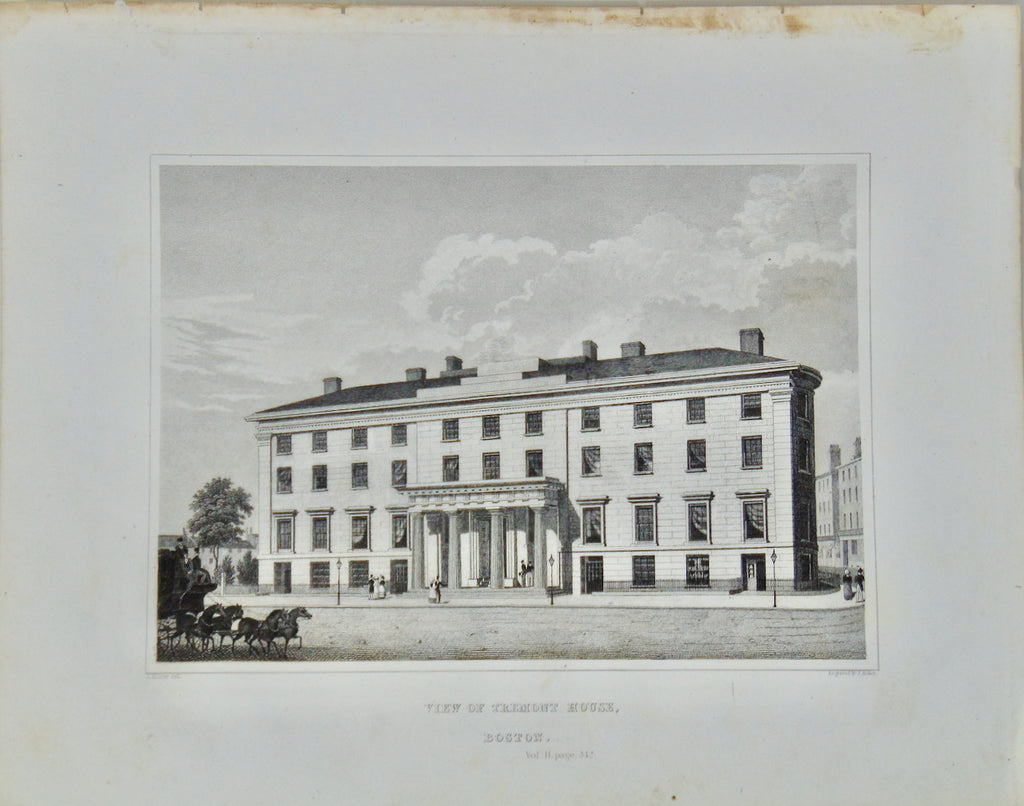 [ENGRAVING] View of Tremont House, Boston 1846