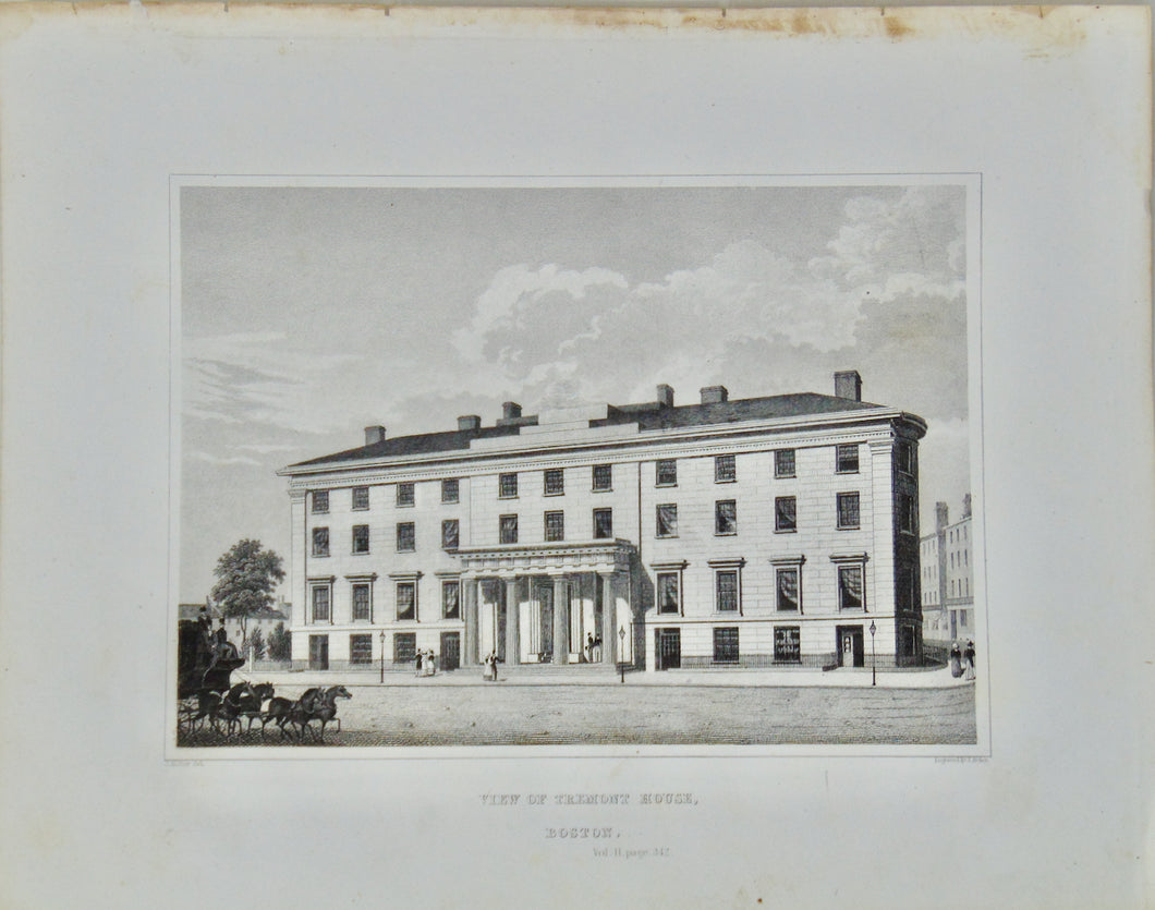 [ENGRAVING] View of Tremont House, Boston 1846