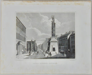 [ENGRAVING] War of 1812 Battle Monument, Baltimore (1846)