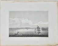[ENGRAVING] New York City with the River in the foreground, sailing ships 1846