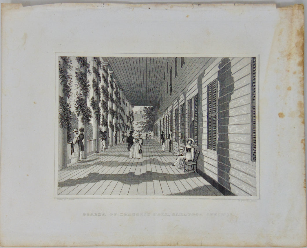 [ENGRAVING] Piazza of Congress Hall, Saratoga Springs. NY 1846