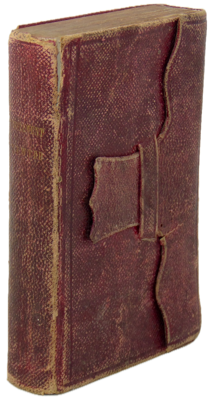 1861 Welsh New Testament pocket size with flap closure, American Bible Society