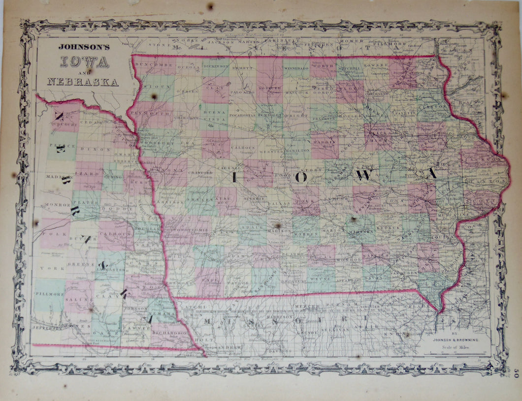 [MAP] Johnson's Iowa and Nebraska (c. 1860)