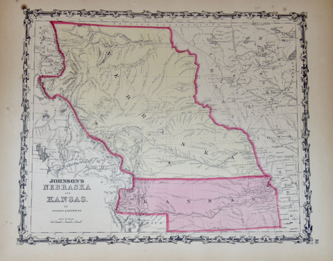 [MAP] Johnson's Nebraska and Kansas Territories (c. 1860)
