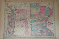 [MAP] Johnson's Oregon and Washington; Minnesota (1865)