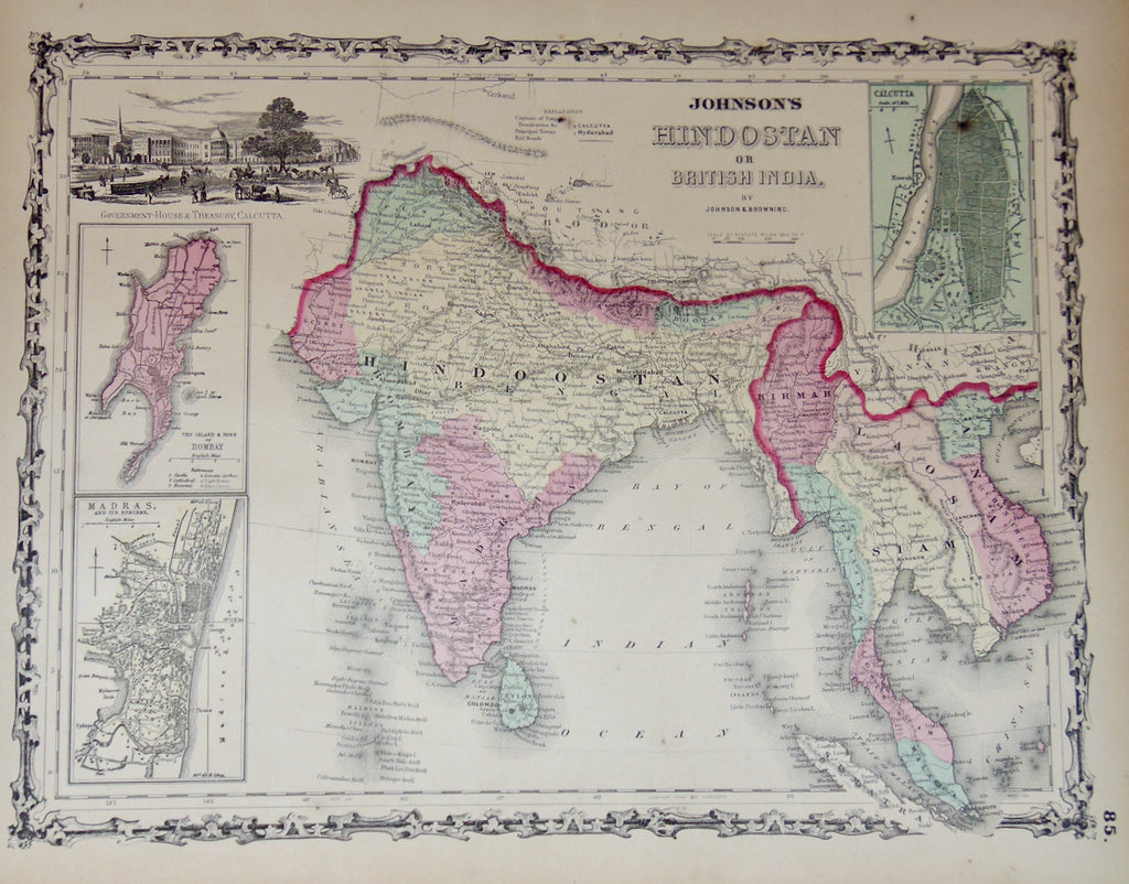 [MAP] Johnson's Hindostan or British India (c. 1861)