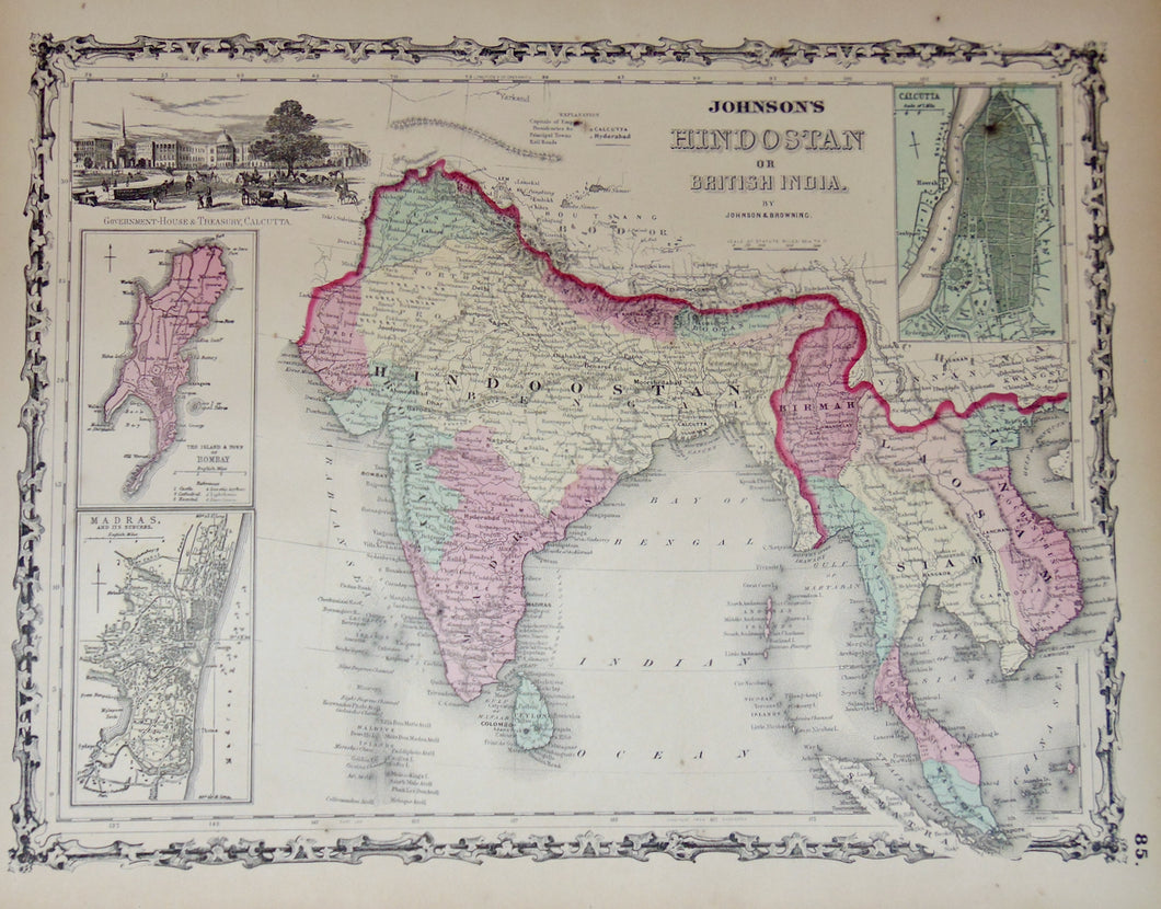 [MAP] Johnson's Hindostan or British India (c. 1861)