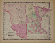 [MAP] Johnson's Minnesota and Dakota (c. 1860), Indian Territories