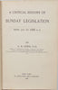A Critical History of Sunday Legislation, Seventh Day Baptist Author (1888)
