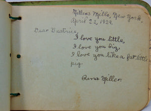 1929 Autograph Book, Beatrice O'Rourke of Miller's Mills, New York