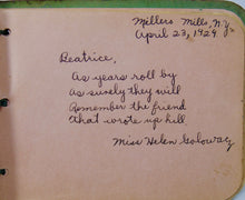 Load image into Gallery viewer, 1929 Autograph Book, Beatrice O&#39;Rourke of Miller&#39;s Mills, New York