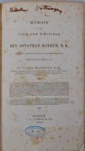 Load image into Gallery viewer, Memoir of the Life and Writings of Rev. Jonathan Mayhew, D. D., 1720-1766