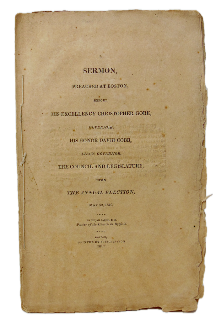 1810 Sermon attacking the Federal Government, State Legislature Refused to Print
