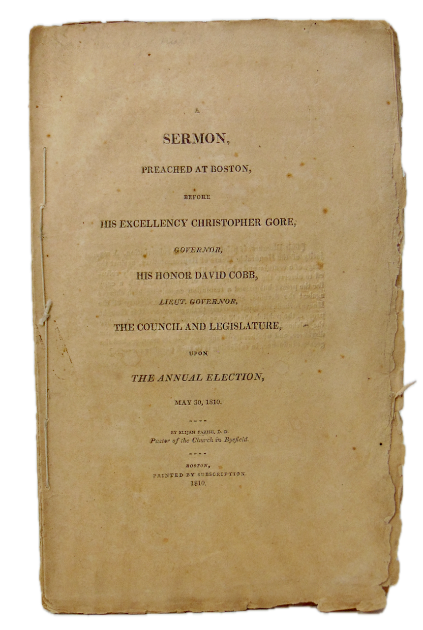 1810 Sermon attacking the Federal Government, State Legislature Refused to Print