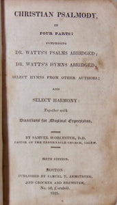Watts & Worcester. Christian Psalmody in Four Parts (1825)
