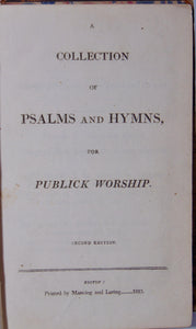 A Collection of Psalms and Hymns, for Publick Worship 1813 Boston imprint
