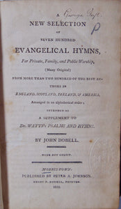 Dobell. A New Selection of Seven Hundred Evangelical Hymns 1810 Baptist