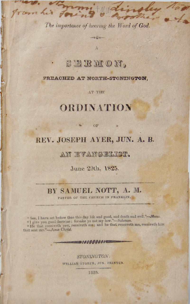 1825 The Importance of Hearing the Word of God Preached, Samuel Nott