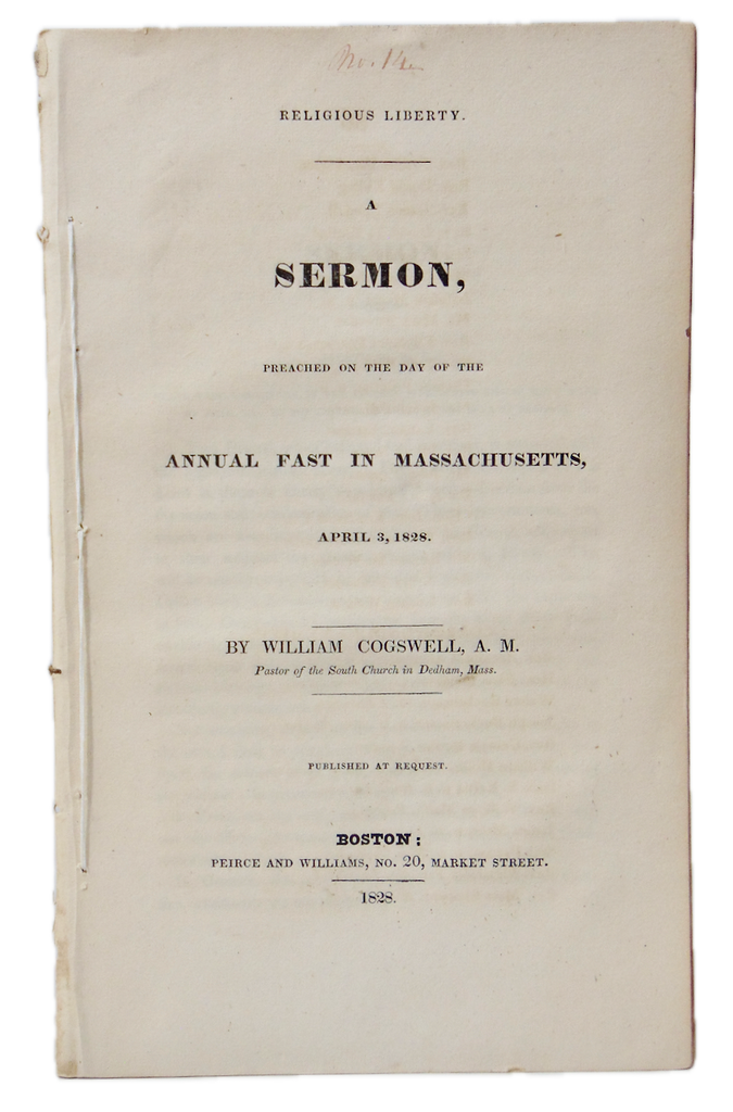 Religious Liberty, 1828 Massachusetts Fast Day Sermon