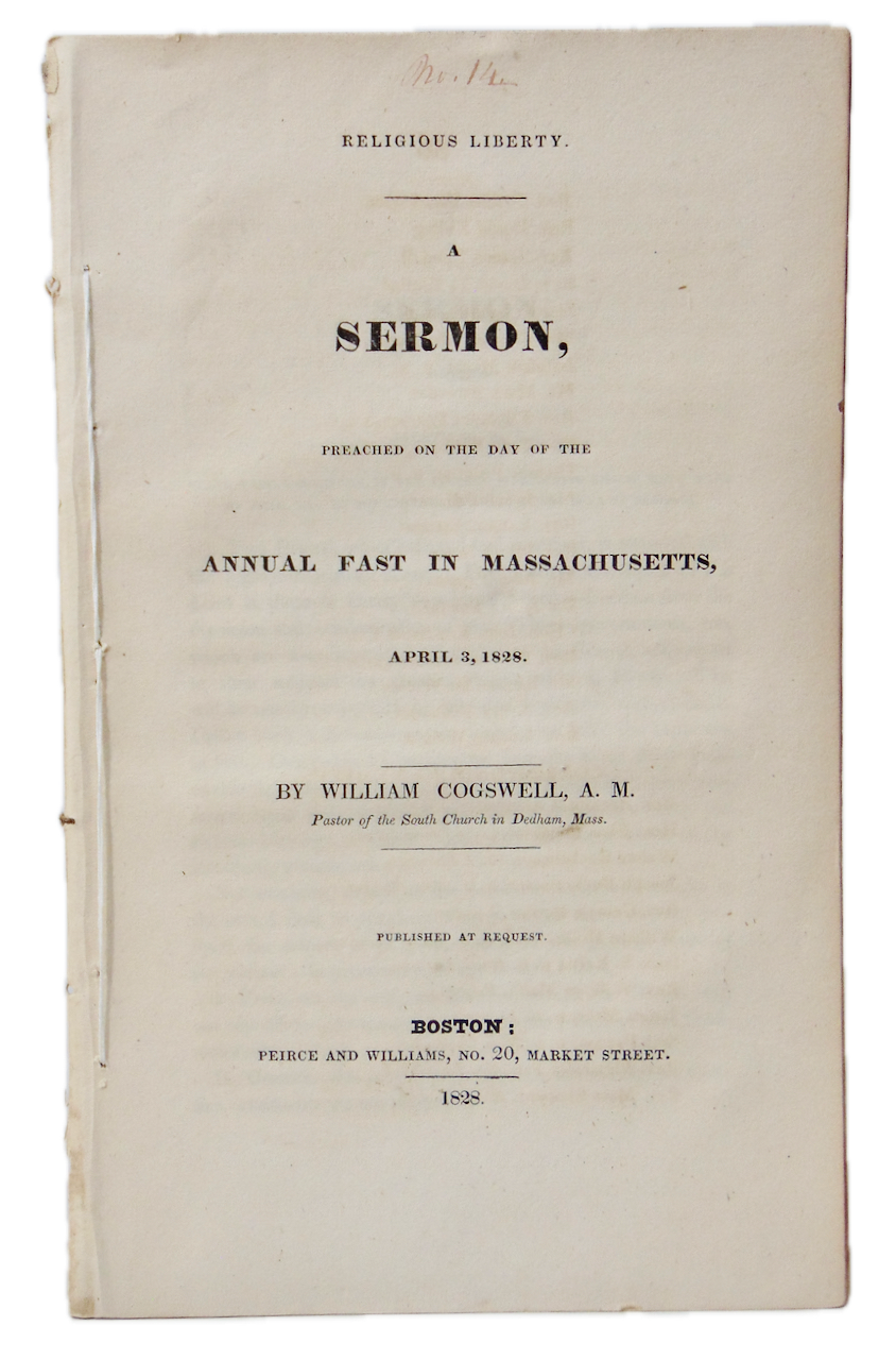 Religious Liberty, 1828 Massachusetts Fast Day Sermon