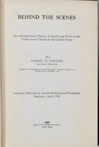 History Foreign Missions, Presbyterian US, Austin Theological Seminary Lectures