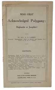 Who first Acknowledged MORMON Polygamy; Brighamite or Josephite?