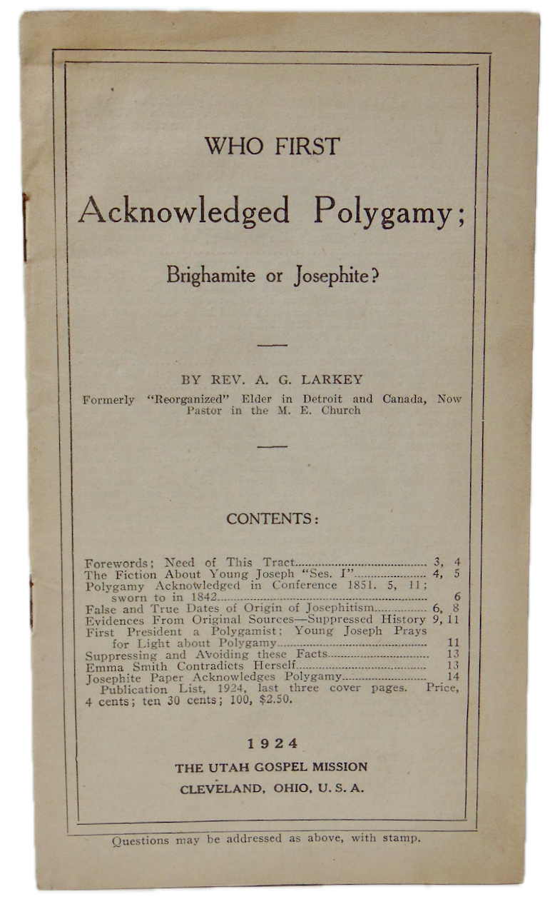 Who first Acknowledged MORMON Polygamy; Brighamite or Josephite?