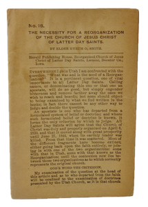 Necessity of a Reorganization of the Church of Jesus Christ of Latter Day Saints