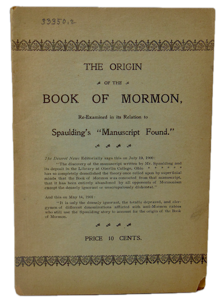 The Origin of the Book of Mormon, Re-Examined