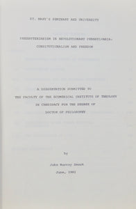 Presbyterianism in Revolutionary Pennsylvania : Constitutionalism and Freedom