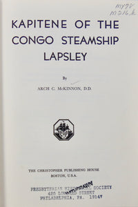 Congo Presbyterian Missionary Account, Steamship Captain