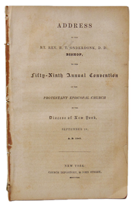 1843 Bishop Onderdonk Annual Convention Report, Defends His Ordinations