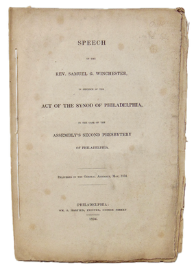 1834 Speech, Presbyterian Law, the General Assembly versus the Synod