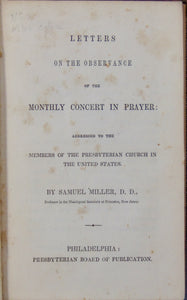 Letters on the Observance of the Monthly Concert in Prayer 1845 Samuel Miller