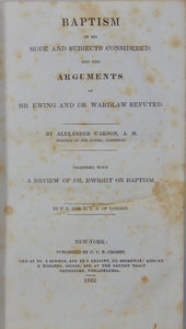 Carson. Baptism in its Mode and Subjects Considered (1832)