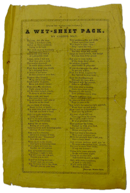 [SARATOGA SPRINGS WATER CURE] A Wet-Sheet Pack Poem & Adverts