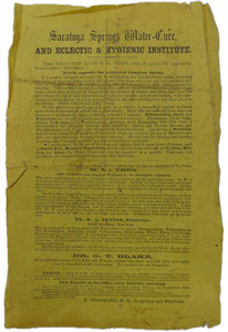 [SARATOGA SPRINGS WATER CURE] A Wet-Sheet Pack Poem & Adverts