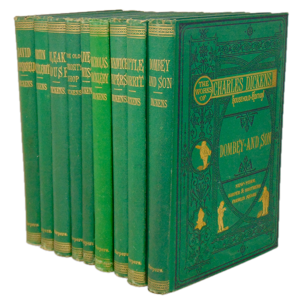 [VICTORIAN BINDINGS] Works of Charles Dickens (9 volumes), fully illustrated