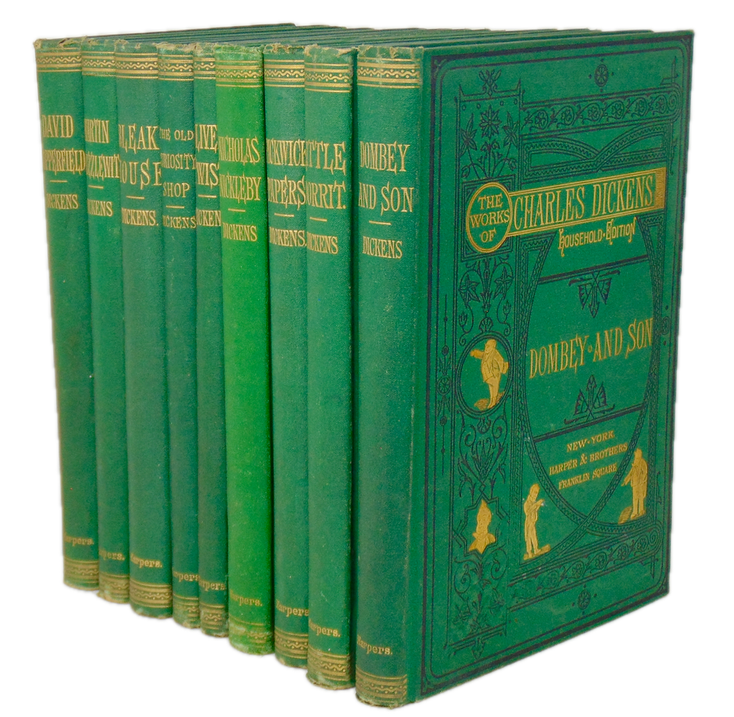 [VICTORIAN BINDINGS] Works of Charles Dickens (9 volumes), fully illustrated