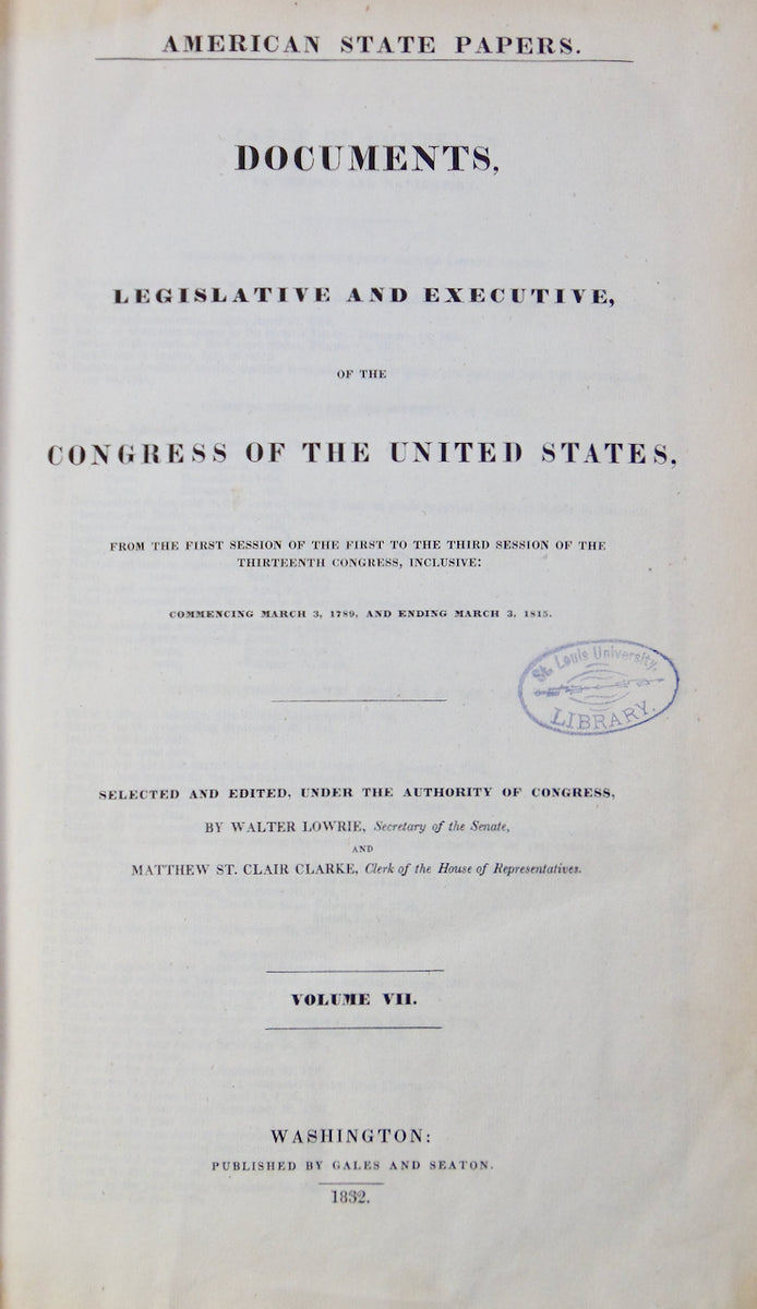 American State Papers. Commerce and Navigation (2 volumes) 1789-1823 ...